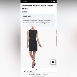 Theory Black Sheath Dress Size 8